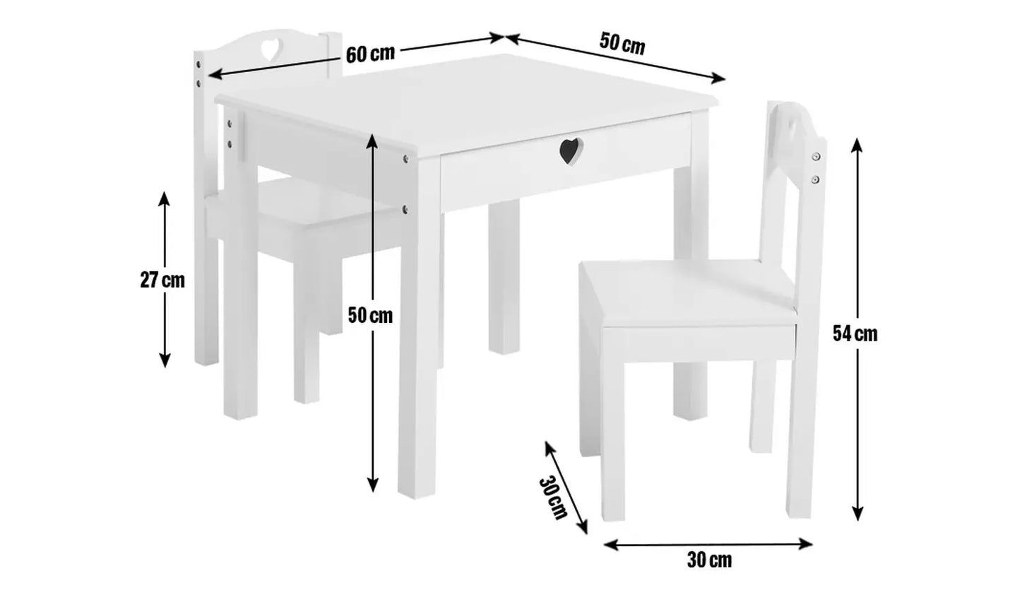 Assembled Mia Kids Table & 2 Chairs - White